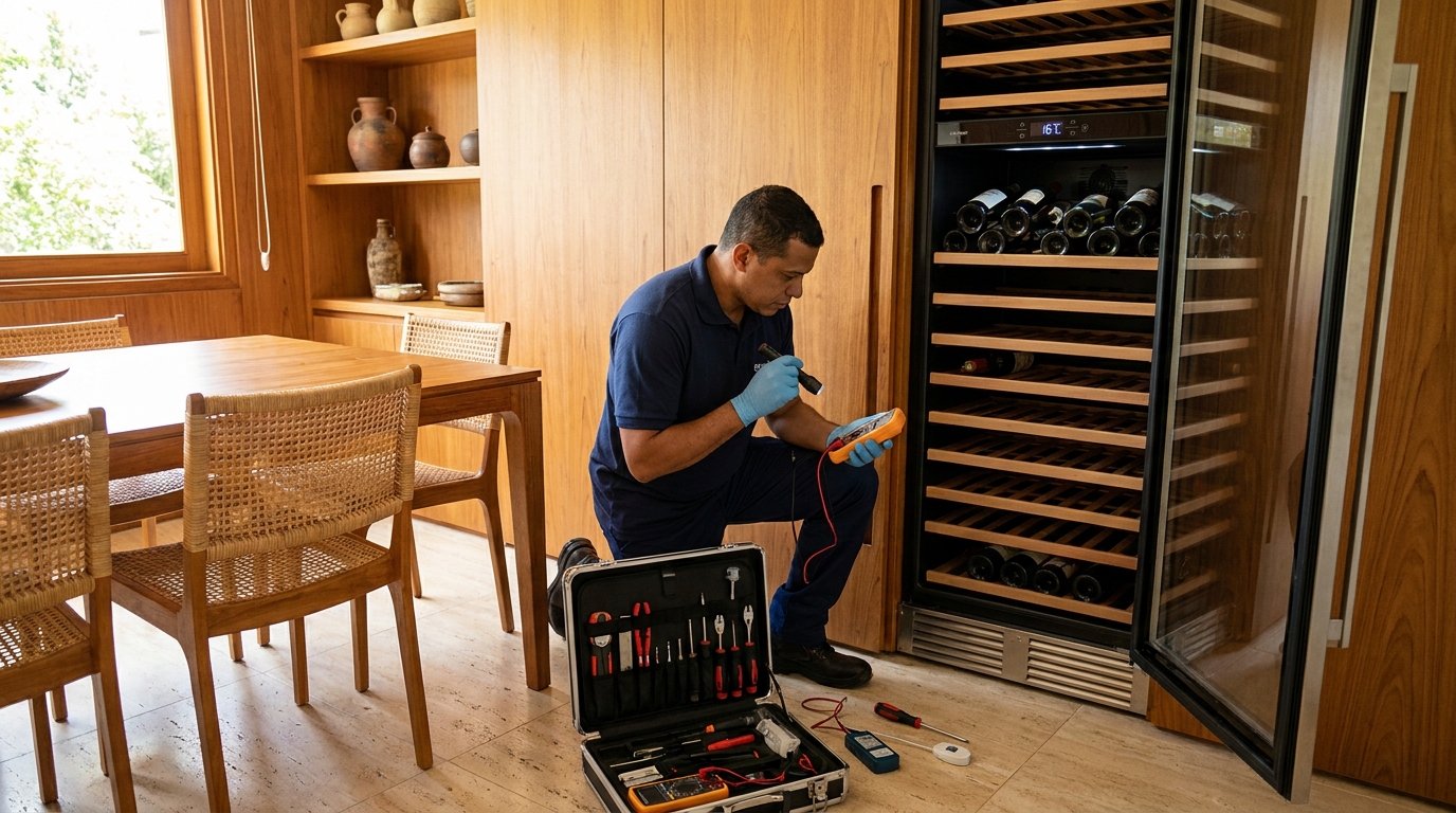 Troca de termostato de adega climatizada em atendimento técnico em Maceió‑AL